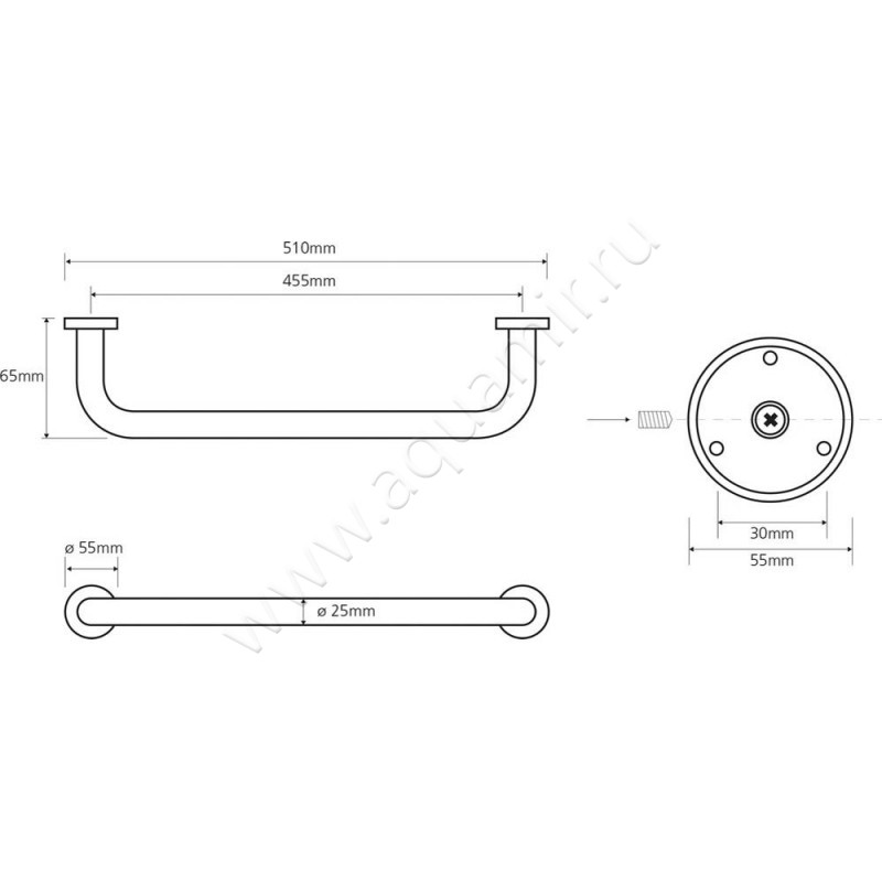 Поручень для ванны Bemeta Omega 102307052 размеры