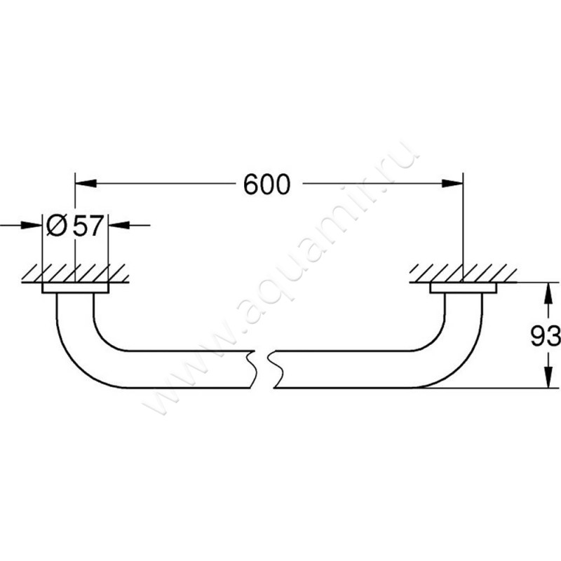Поручень для ванны Grohe Essentials 40794001 размеры