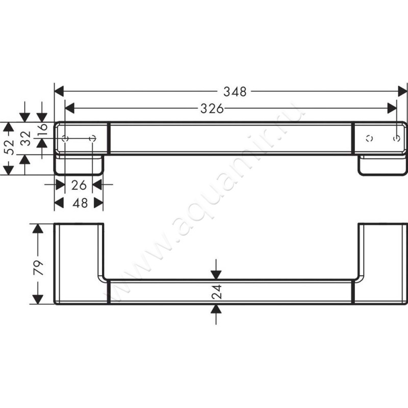 Поручень для ванны Hansgrohe AddStoris 41744000 размеры