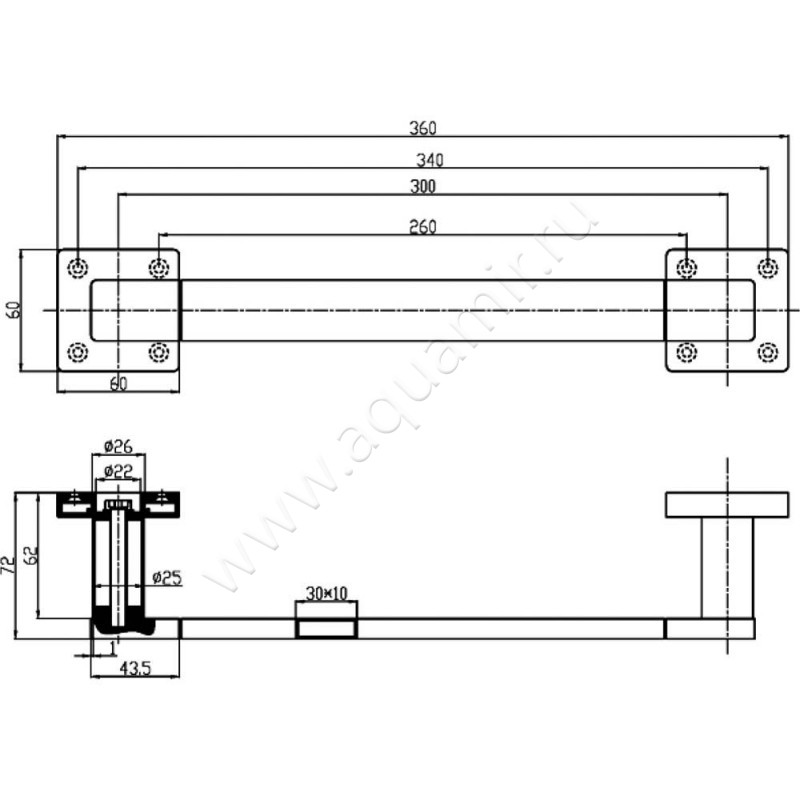 Поручень для ванны Villeroy & Boch Elements Striking TVA15202200061 размеры