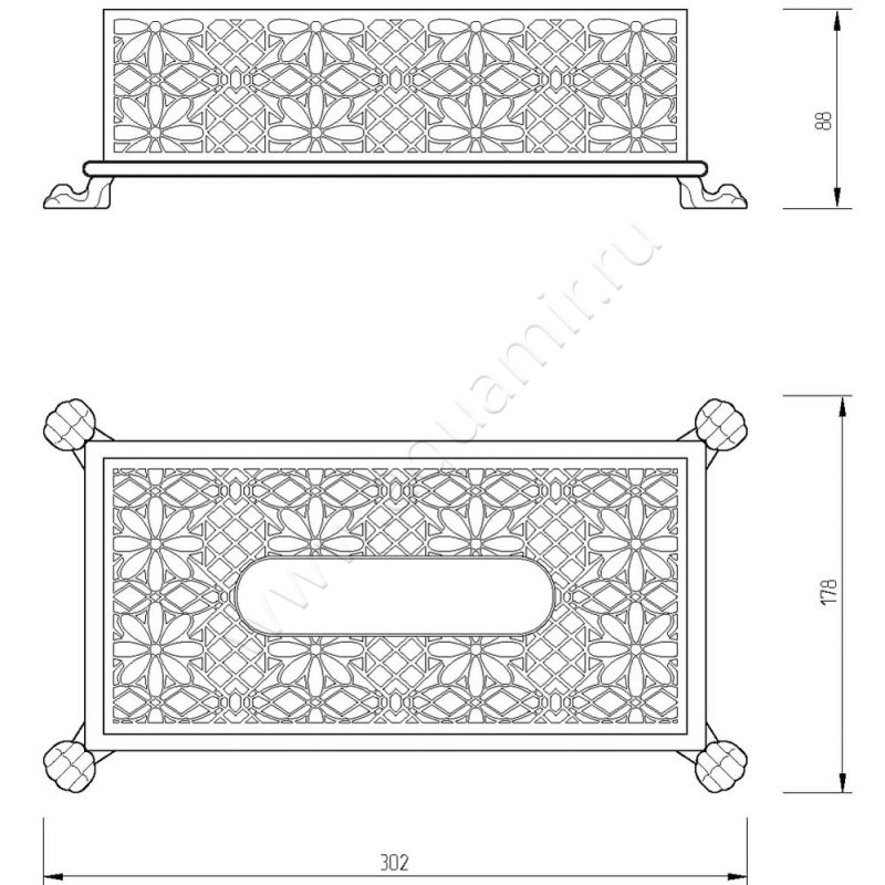 Держатель для салфеток Migliore Elisabetta 17068 размеры