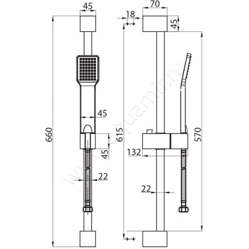 Душевой гарнитур BelBagno Romano ROM-SAL-CRM размеры