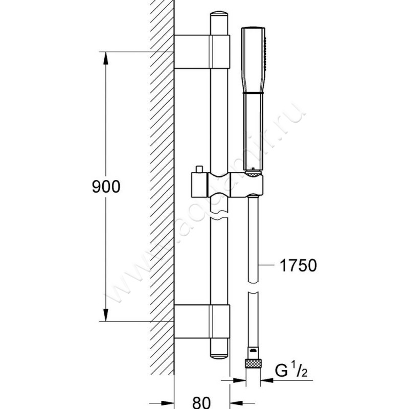 Душевой гарнитур Grohe Grandera 26038000 размеры