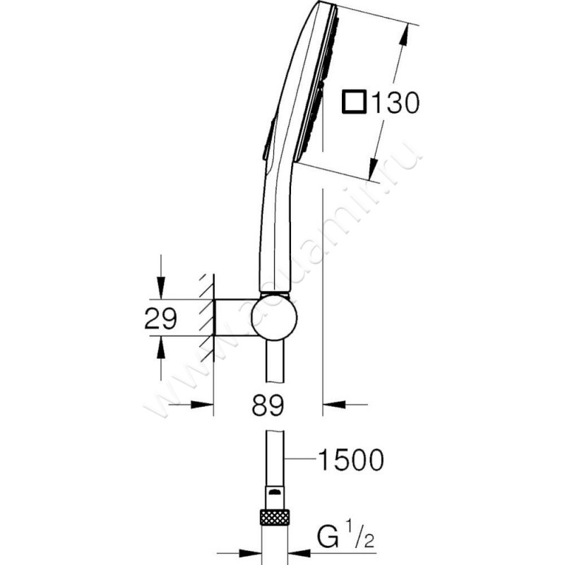 Душевой гарнитур Grohe Rainshower SmartActive 26588LS0 размеры