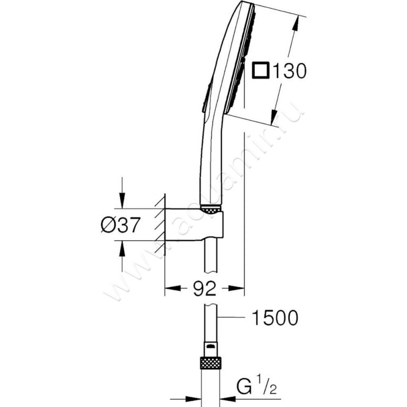 Душевой гарнитур Grohe Rainshower SmartActive 26589000 размеры