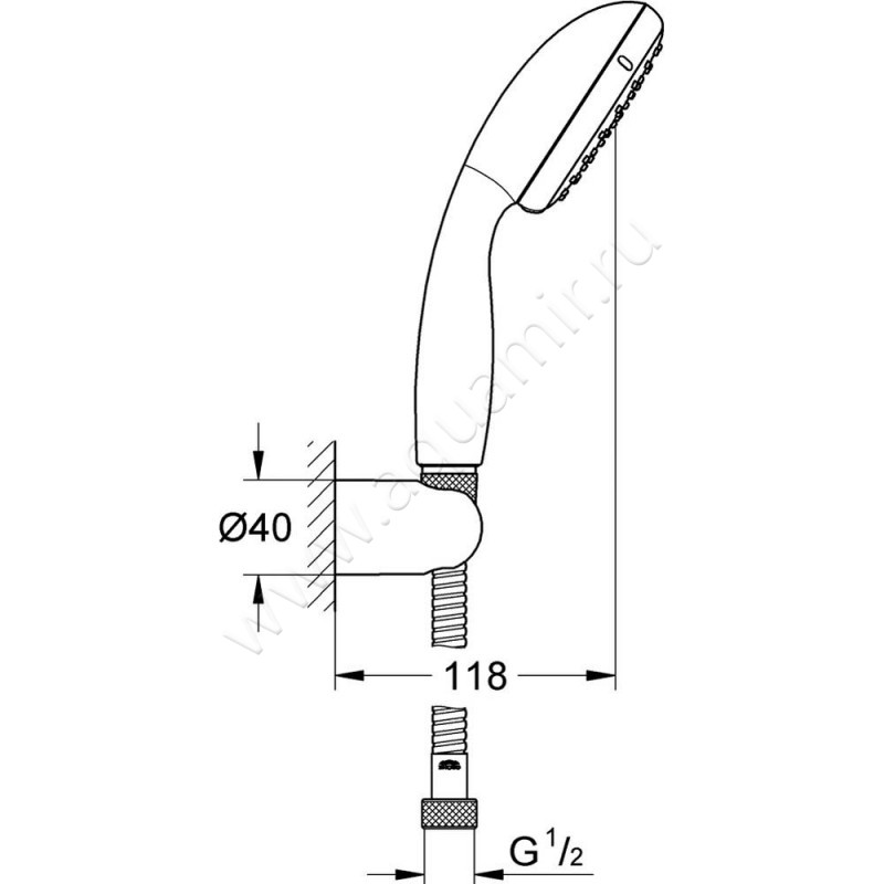 Душевой гарнитур Grohe Tempesta New 2780310E размеры