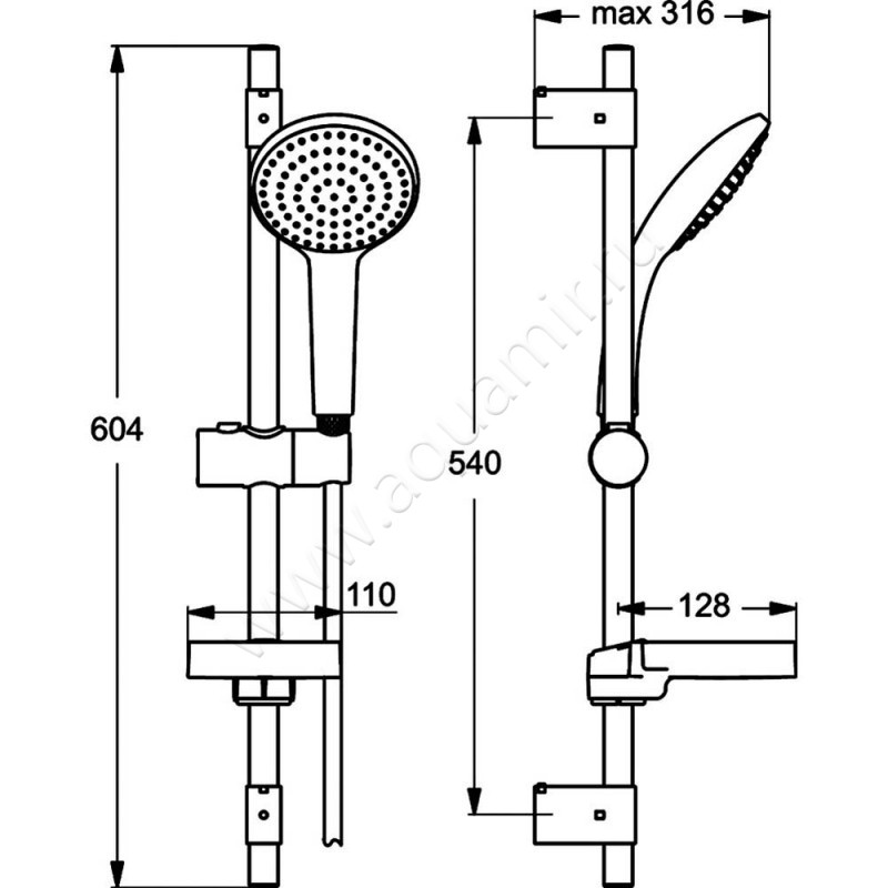 Душевой гарнитур Ideal Standard IdealRain B9423AA размеры
