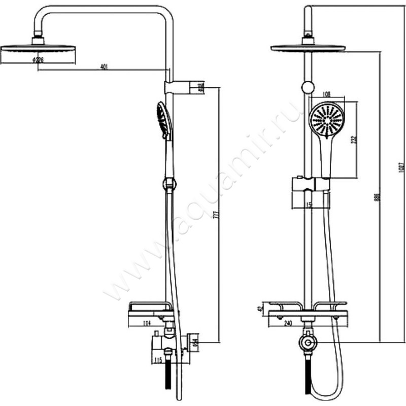 Душевой гарнитур Lemark LM3788GM размеры