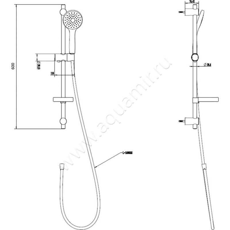 Душевой гарнитур Villeroy & Boch TVS00000900061 размеры