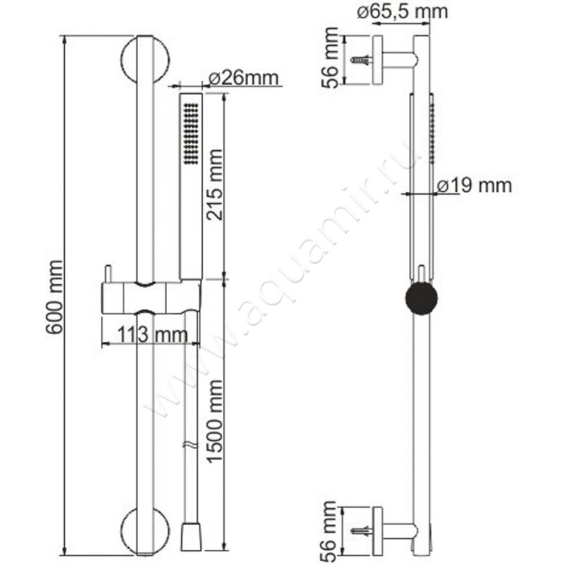 Душевой гарнитур Wasserkraft A142 размеры