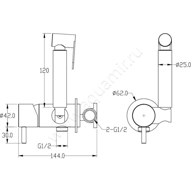 Гигиенический душ Boheme Uno 467-G размеры