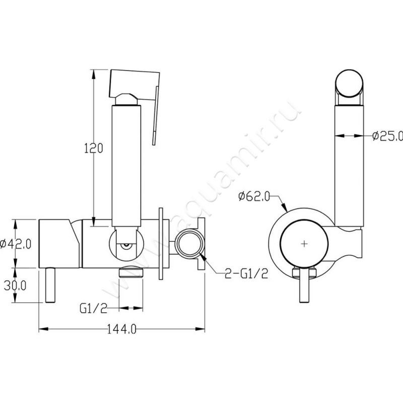 Гигиенический душ Boheme Uno 467-WG размеры