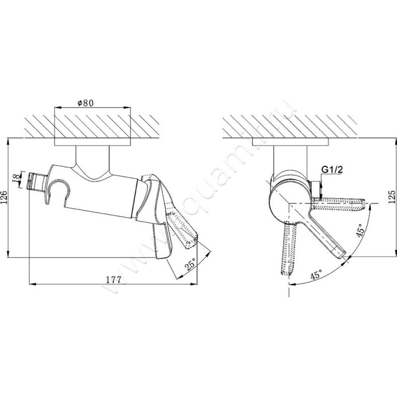 Гигиенический душ D&K Paulinus Rhein DA1464501 размеры