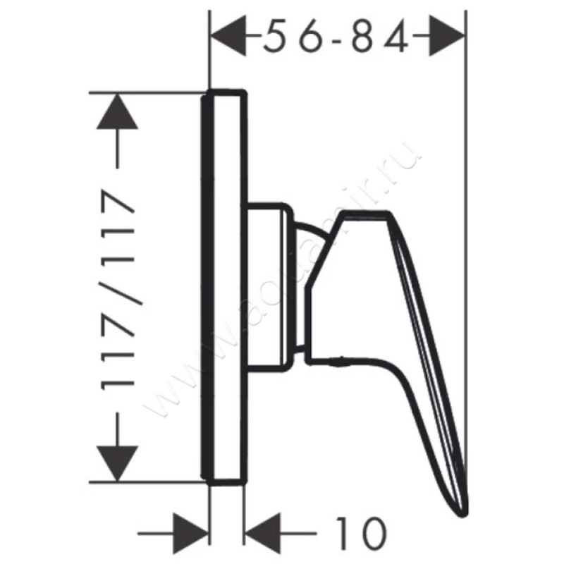 Смеситель для душа Hansgrohe Logis 71604000 размеры