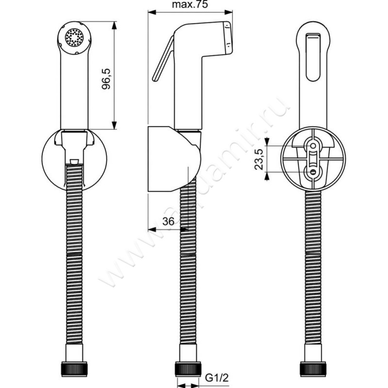 Гигиенический душ Ideal Standard B0040AA размеры