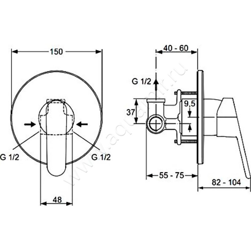 Гигиенический душ Ideal Standard B0040AA размеры