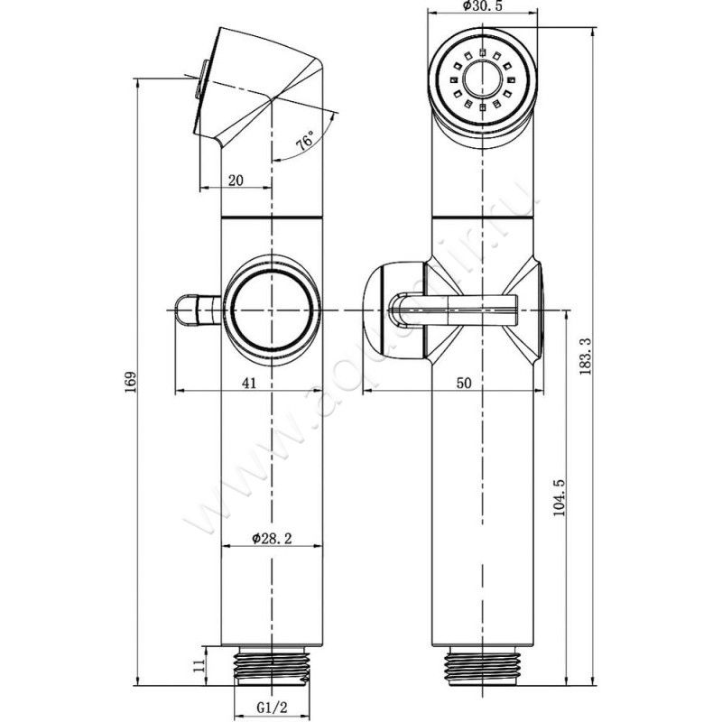 Гигиенический душ Lemark LM8075BL размеры