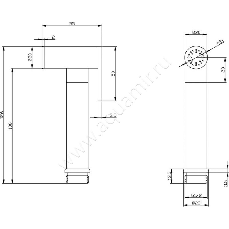 Гигиенический душ Omnires Y SYSYBI2CR размеры