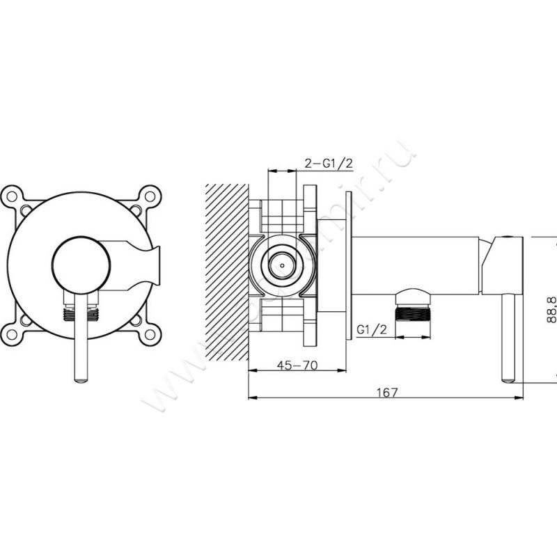 Гигиенический душ Omnires Y SYSYBI2CR размеры