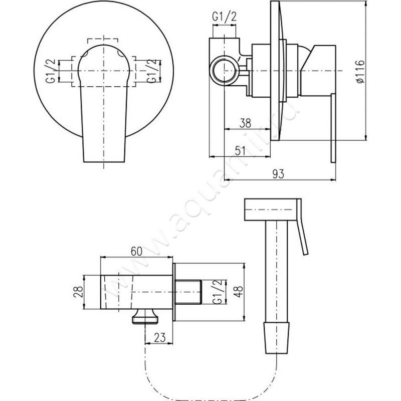 Гигиенический душ Rav Slezak Colorado CO242-1 размеры