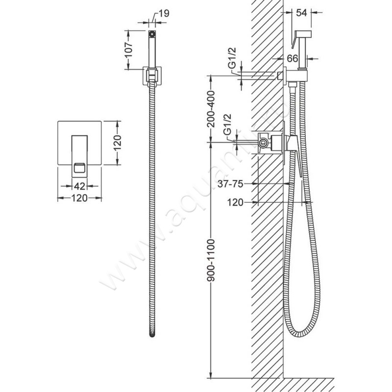 Гигиенический душ Timo Briana 7189-17SM размеры