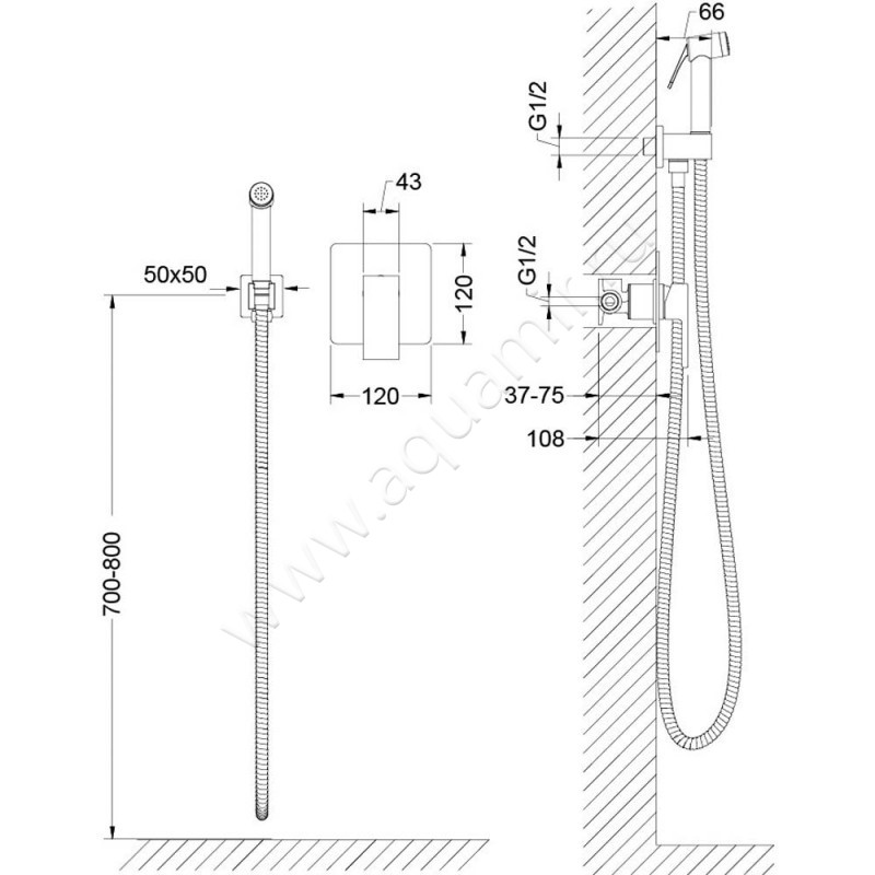 Гигиенический душ Timo Selene 2089-00SM размеры