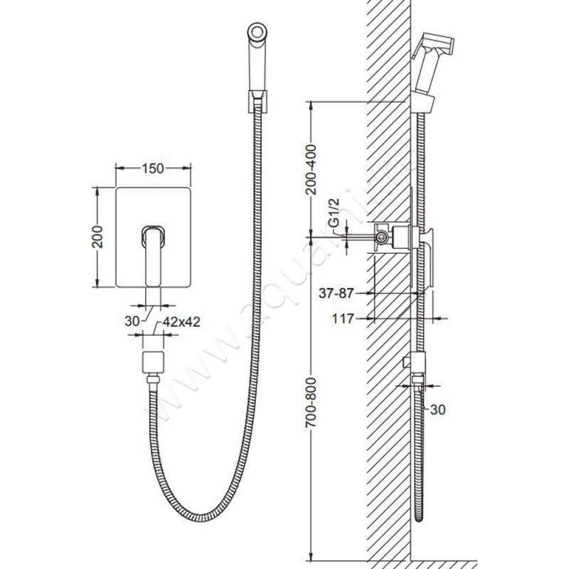 Гигиенический душ Timo Torne 4359-00SM размеры