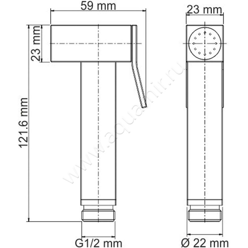 Гигиенический душ Wasserkraft Exter A138 размеры