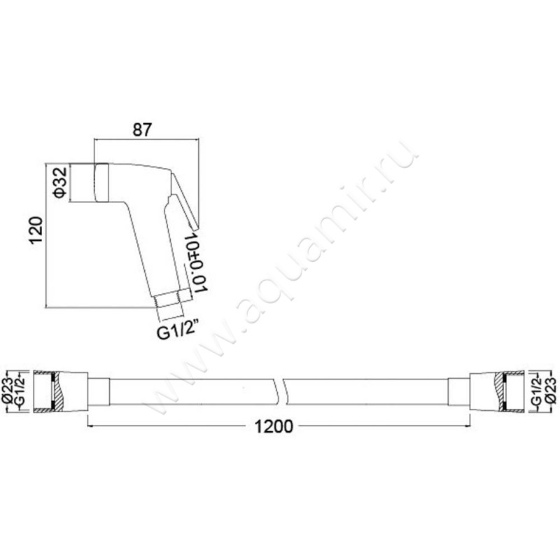 Гигиенический душ Timo SG-3052 chrome размеры