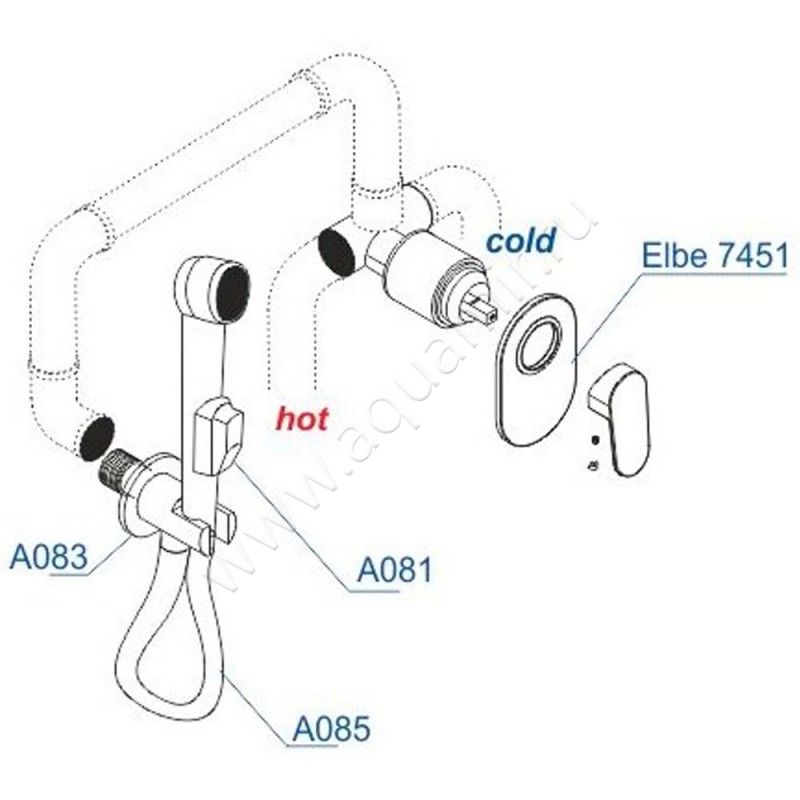Гигиенический душ Wasserkraft A117451 размеры