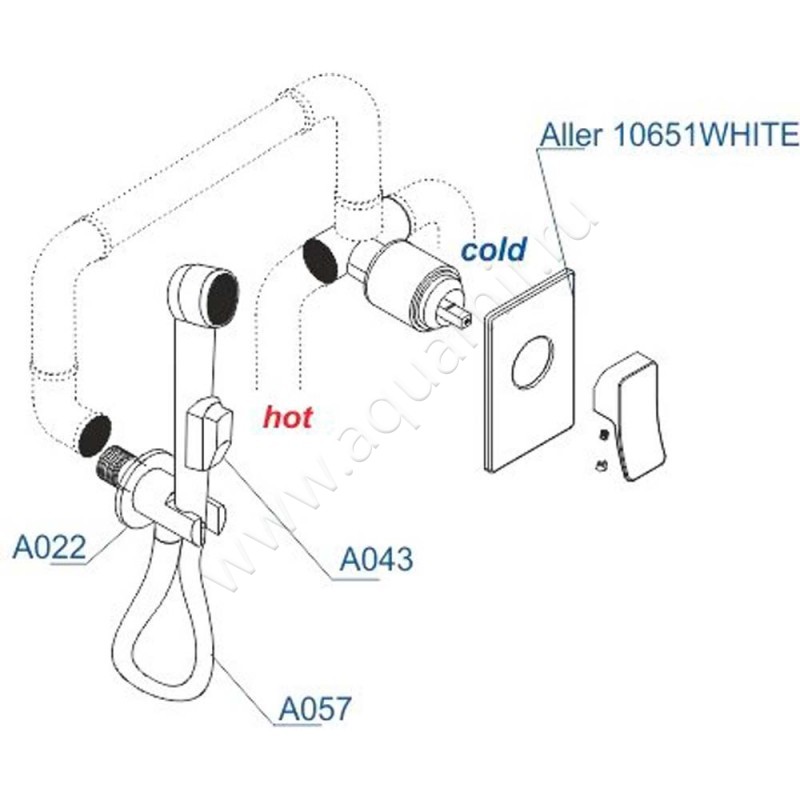 Гигиенический душ Wasserkraft A010657WHITE размеры