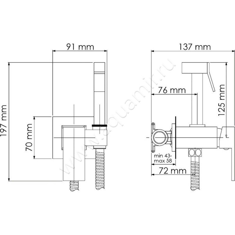 Гигиенический душ Wasserkraft A71138 размеры