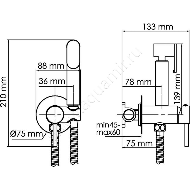 Гигиенический душ Wasserkraft A70138 размеры