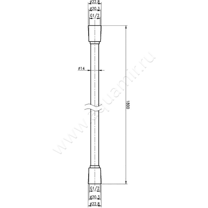 Душевой шланг Cezares CZR-FMD-180-01 размеры