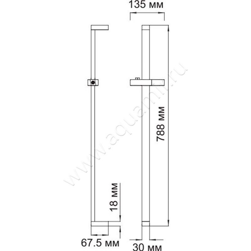 Душевая штанга Wasserkraft A037 размеры