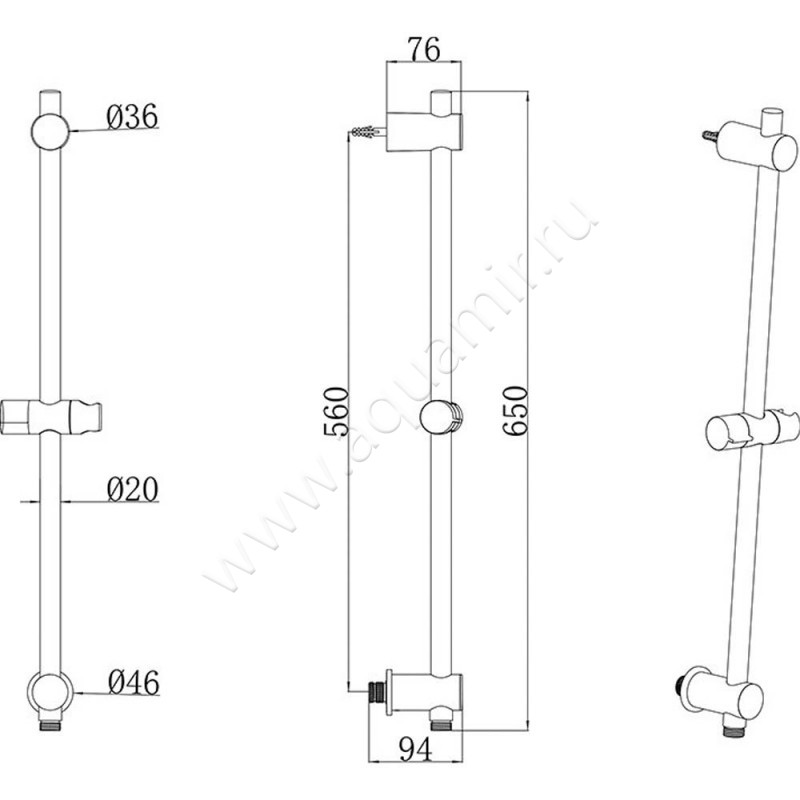 Душевая штанга Ravak X07P342 размеры