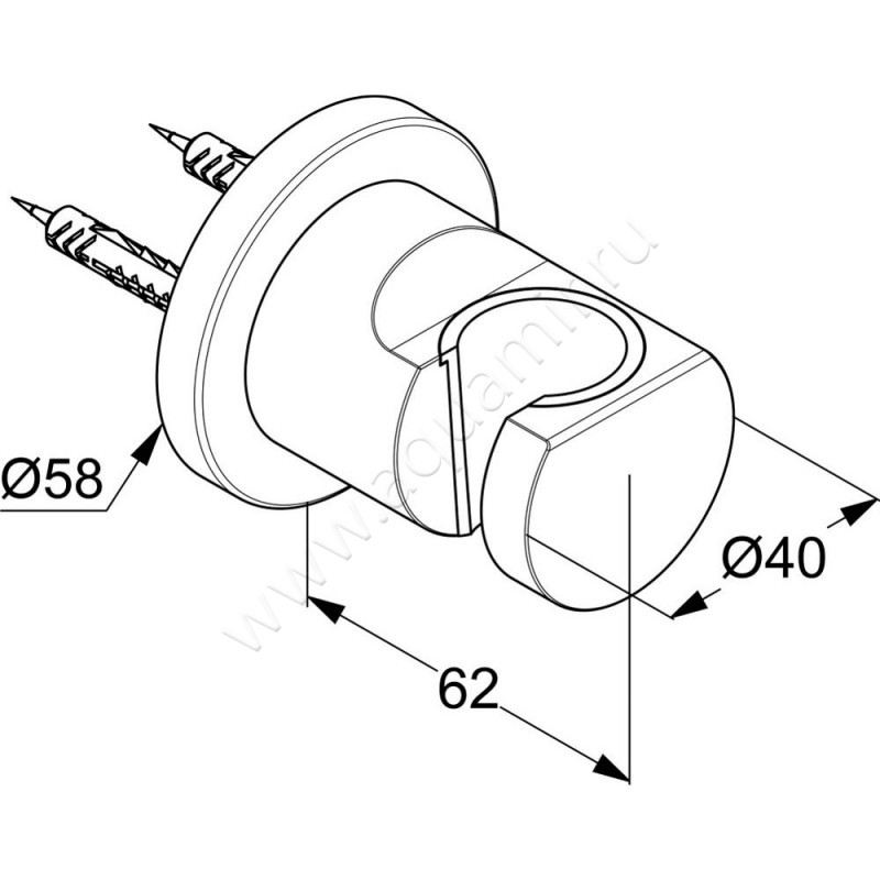Держатель для душа Kludi Nova Fonte 2055205-15 размеры
