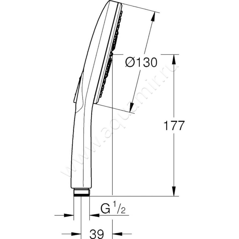 Душевая лейка Grohe Rainshower SmartActive 26544000 размеры