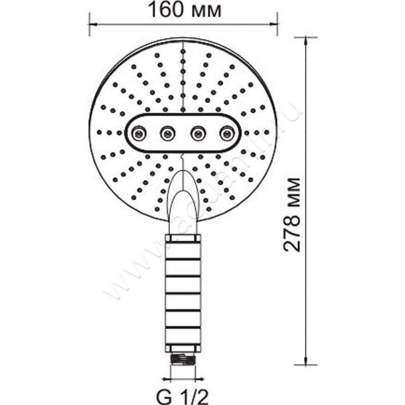Душевая лейка Wasserkraft A059 размеры