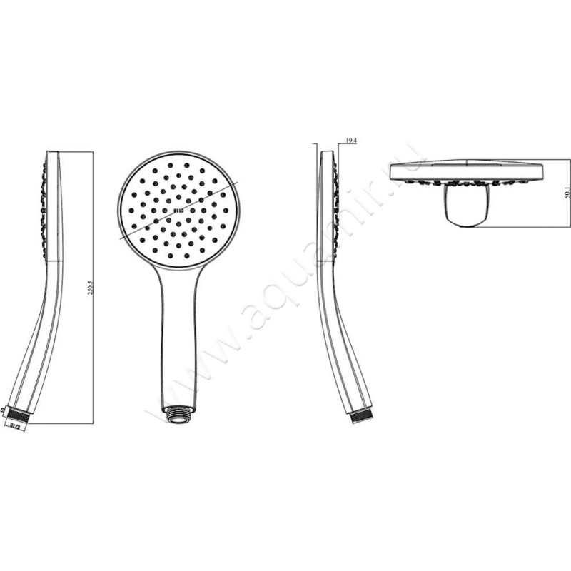 Душевая лейка Villeroy & Boch TVS00000500061 размеры