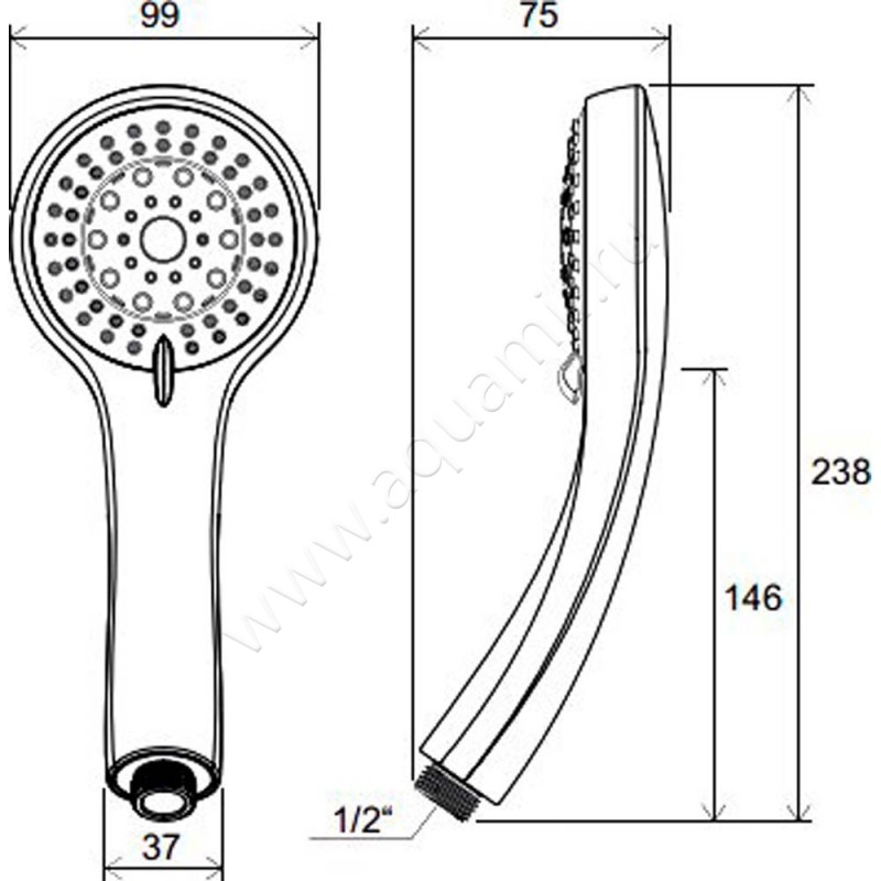 Душевая лейка Ravak X07P008 размеры