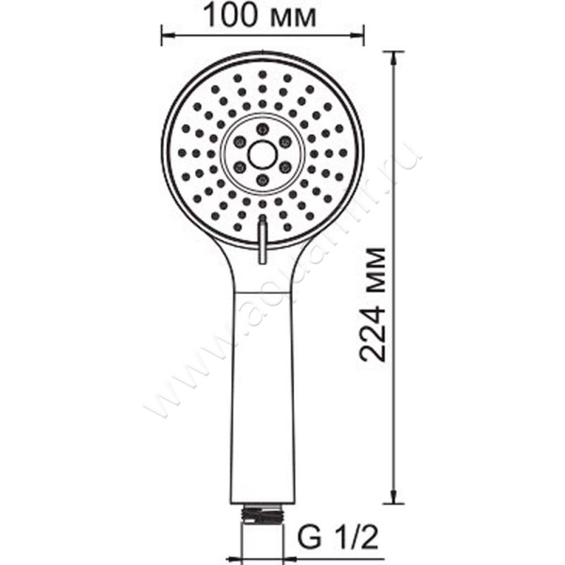 Душевая лейка Wasserkraft A002 размеры