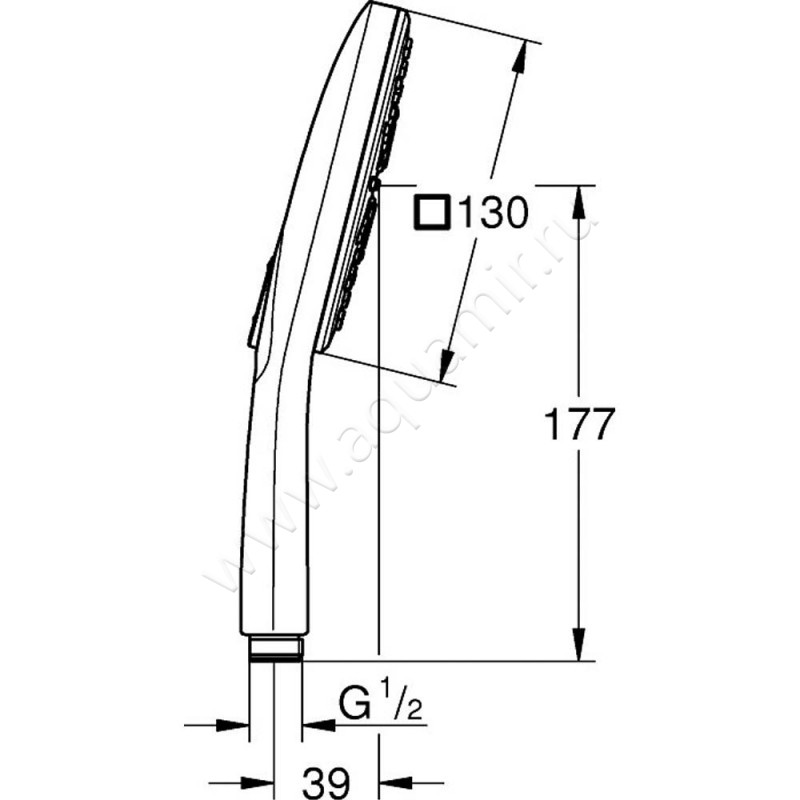 Душевая лейка Grohe Rainshower SmartActive 130 Cube 26582DL0 размеры