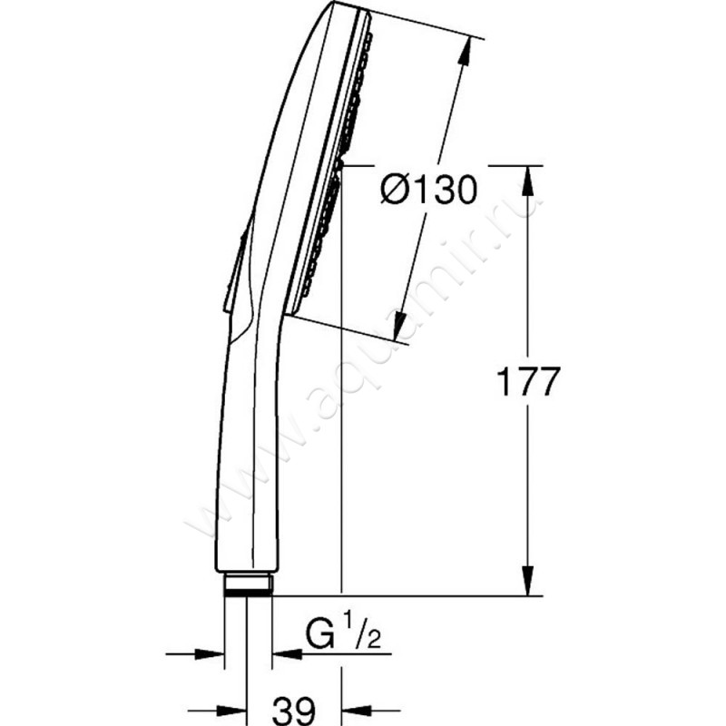 Душевая лейка Grohe Rainshower SmartActive 130 26574A00 размеры