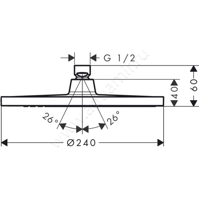 Верхний душ Hansgrohe Crometta 26724000 размеры