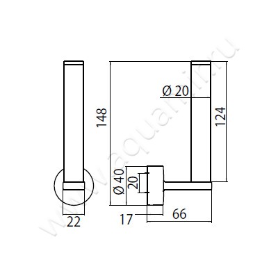 Бумагодержатель для запасных рулонов Emco Rondo 2 450500101 размеры
