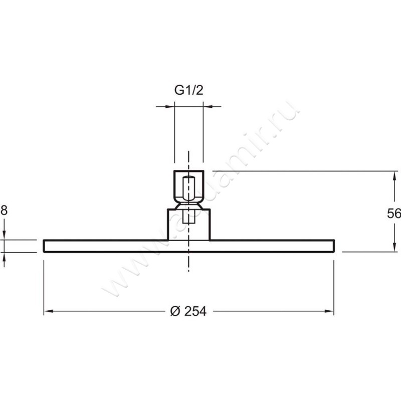 Верхний душ Jacob Delafon Eo E14568-CP размеры