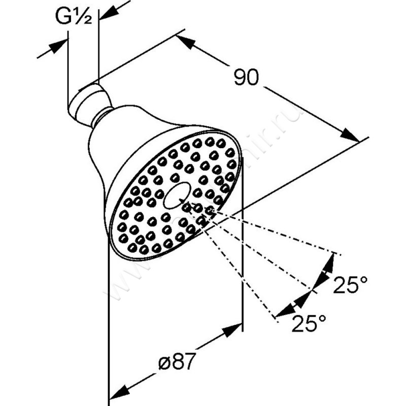 Верхний душ Kludi Freshline 621910500 размеры