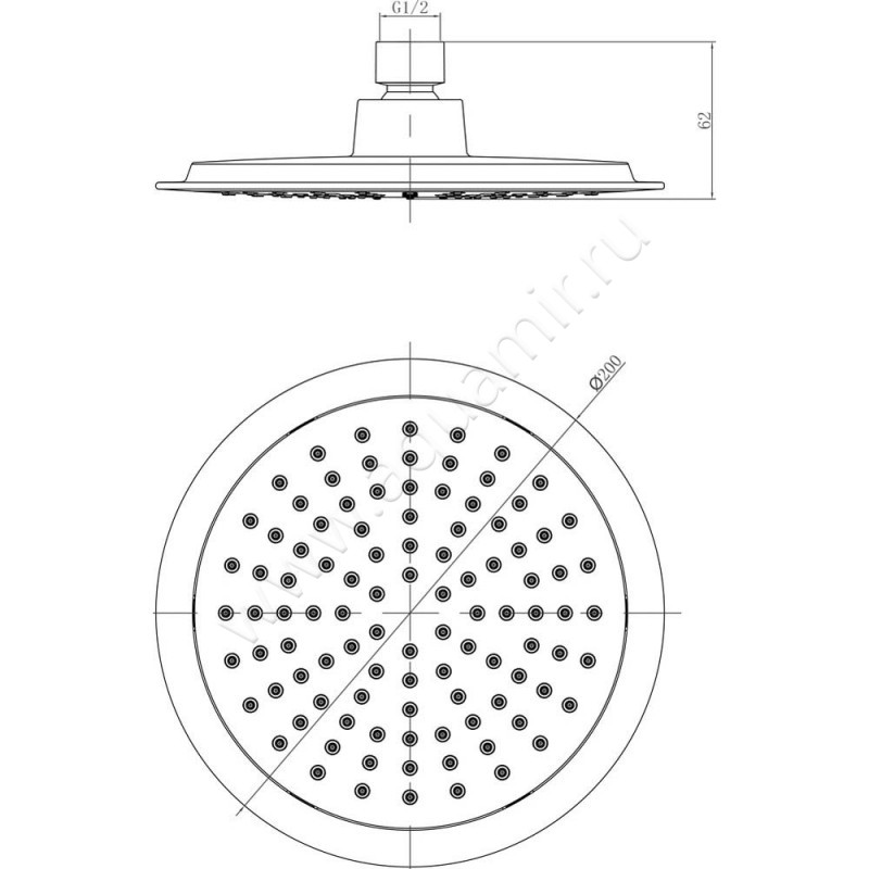 Верхний душ Lemark Poseidon LM8033C размеры