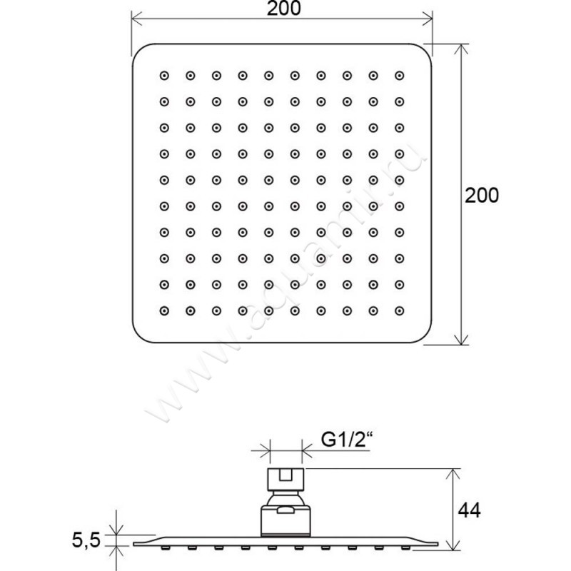 Верхний душ Ravak Chrome X07P334 размеры